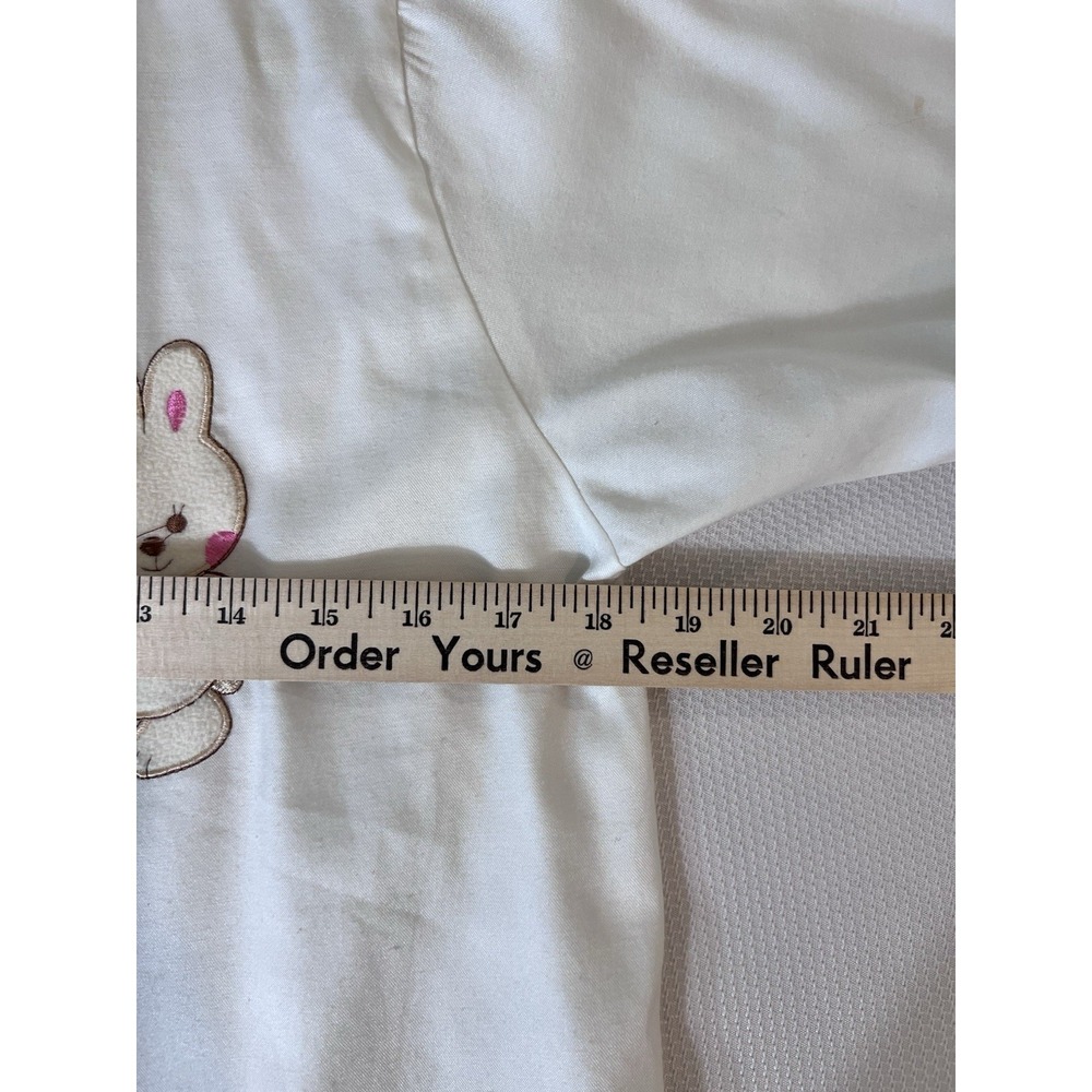 Vintage Bunny Ruffle Robe Housecoat Kawaii Cottagecore White Novelty Open Front - Picture 8 of 11
